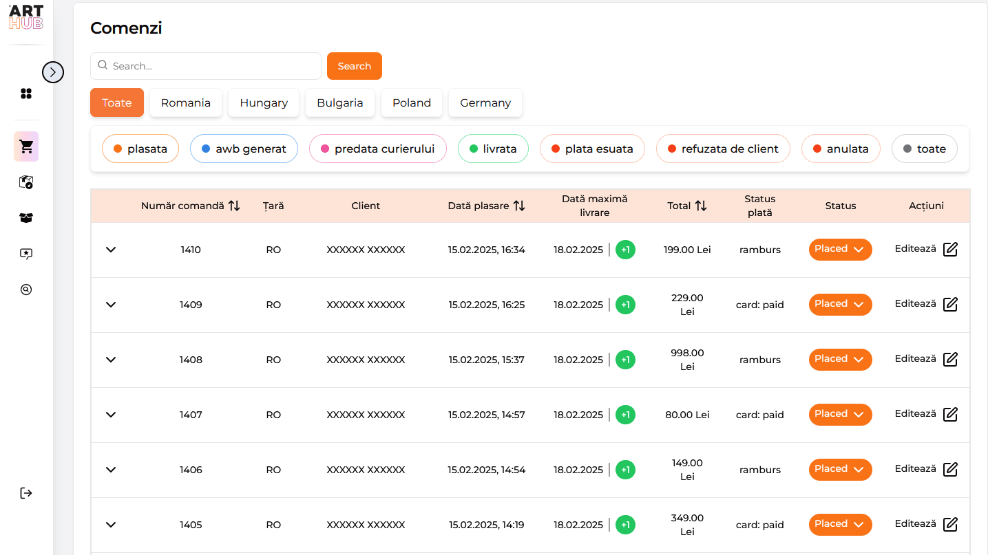 Arthub - Dasbhoard
