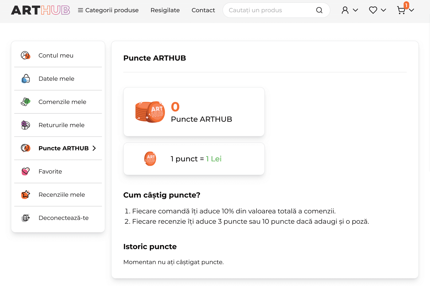Arthub - Points Section